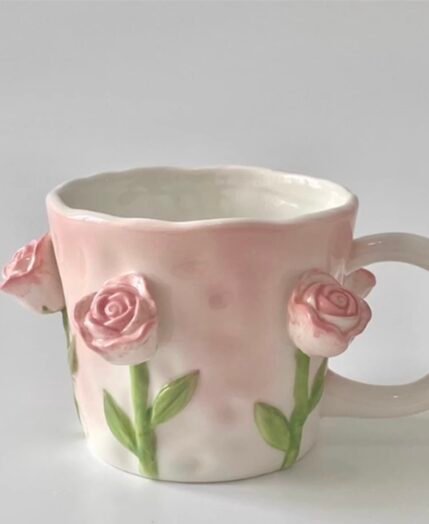 Jinseporcelain Tactile Rose Relief Ceramic Cup — Eternal English Garden Bloom, Hand-Enchanted Stoneware