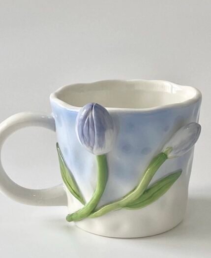 Jinseporcelain Tactile Tulip Ceramic Sculpture Cup — Handbloomed Stoneware Vessel, Kiln-Kissed & Collector’s Edition