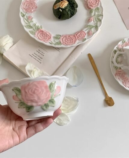 Tudor Rose Ceramic Set — Hand-Enameled Wars of the Roses Triptych, Museum Conservation Stoneware